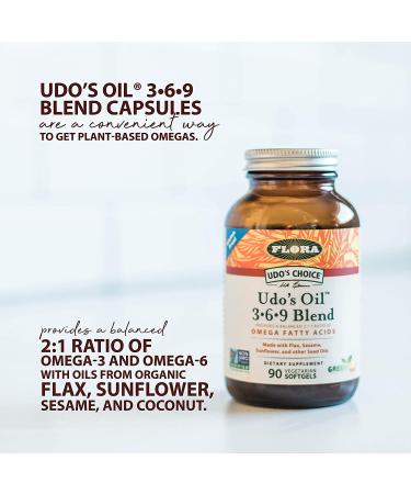 Flora Udo's Choice Omega 369 Oil Blend - Vegetarian Capsules, 90 Count - Buy Online on GoSupps.com