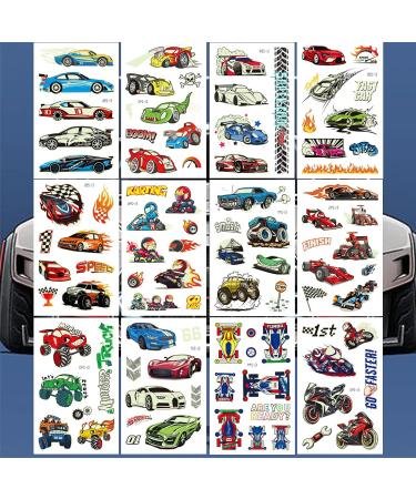 Ooopsiun Luminous Race Car Temporary Tattoos - 12 Glow in The Dark Sheets for Boys, Kids & Men - Buy Online on GoSupps.com