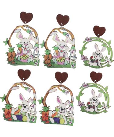 TENDYCOCO 6 Pairs Easter Earrings Stud Earrings Womens Earrings Dangling Holiday Earrings for Women Earrings Fun Fashion Earrings for Women Earrings for Women Trendy Pendant Wooden Miss 5.50X4.30X1.50CMx2pcs As Shownx2pcs - Buy Online on GoSupps.com