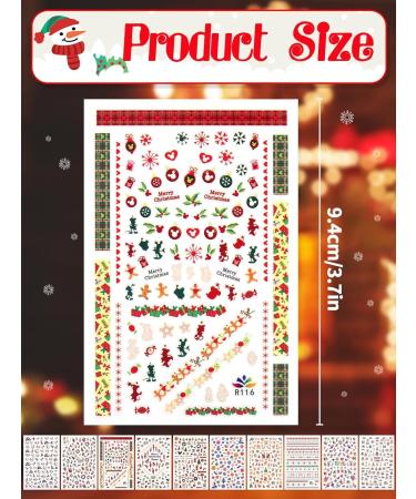 Kalolary 10 Leaves Christmas Nail Sticker Pullers - Self-Adhesive 3D Nail Art Water Transfer Decor for DIY Nail Design - Buy Online on GoSupps.com