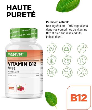 Vitamin B12 Vegan - 365 sucking tablets with raspberry taste - Premium: Methylcobalamin active - High dosed - Buy Online on GoSupps.com