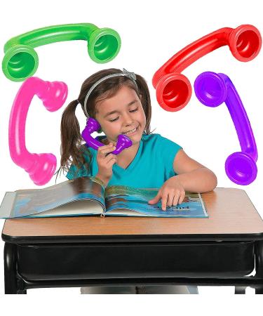 Whisper Phones for Reading 4 Pack Auditory Feedback Hear Myself Sound Phone - Accelerate Reading Fluency Comprehension & Pronunciation - Speech Therapy Materials Toys by 4E's Novelty