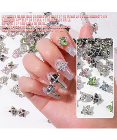 Planet Nail Charms - 30PCS Colorful 3D Heart Saturn Rhinestones for Luxury Nail Art | Alloy Diamond Crystal Gems for Women & Girls DIY Crafts - Buy Online on GoSupps.com