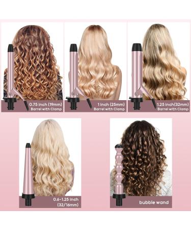 Prizm Pro Clamp Curling Iron Set 5 Interchangeable Barrels 11 Adjustable Temp Dual Voltage Rose Pink Perfect for Travel & Beautiful Curls - Buy Online on GoSupps.com
