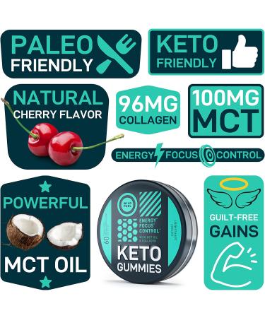 Wild Fuel Keto Candy Collagen Gummies with MCT Oil - 60 Cherry Flavor Energy Chews for Physical & Mental Focus - Low Carb & Healthy Running Snack - Buy Online on GoSupps.com