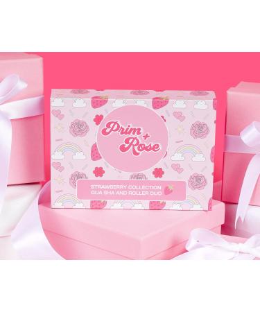 Prim+Rose Rose Quartz Gua Sha & Face Roller Set - Sculpt Massage Relieve Tension | Velvet Pouch & Sticker Sheet | International Shipping Available - Buy Online on GoSupps.com
