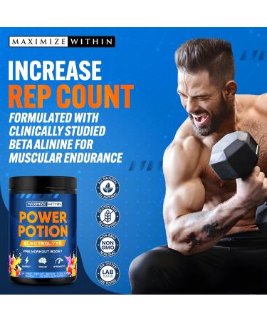 Maximize Within Power Potion Electrolyte Pre-Workout Boost with Creatine for Performance Beta Alanine for Muscle L-Citrulline for Pump Fruit Punch 10.58 oz - Buy Online on GoSupps.com