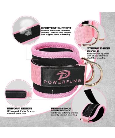 Powerfeng Ankle Strap Cable Machine - Pink Pair for Gym Glute Kickback & Leg Workout - Buy Online on GoSupps.com
