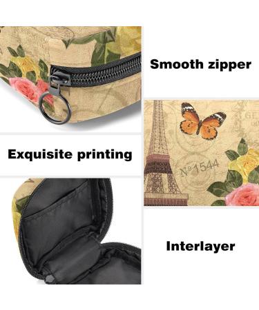 Vintage Paris Women's Napkin Storage Bag - Eiffel Tower & Butterfly Design Portable Menstrual Cup & Tapes Organizer - Buy Online on GoSupps.com
