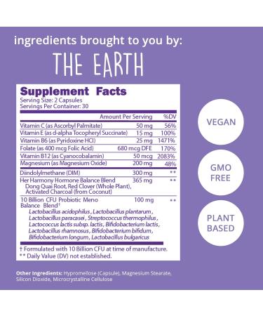 Happy Healthy Hippie Menopause Supplements for Women Estrogen Metabolism & Hormone Balance Support 60 Capsules - Buy Online on GoSupps.com
