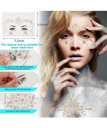 Glow in the Dark Face Jewels and Chunky Glitter Set for Halloween Makeup - 14 Sheets - Buy Online on GoSupps.com