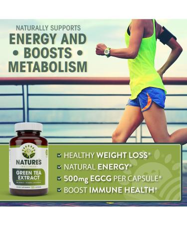 Green Tea Extract 98% Standardized with EGCG | 1000mg Green Tea Capsules for Healthy Weight Support & Metabolism Boost | Natural Caffeine Pills for Energy & Heart Health - Buy Online on GoSupps.com