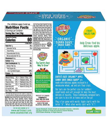 Earth's Best Sunny Days Apple Snack Bars - 8 Pack (0.67 oz Each) | Healthy Treats - Buy Online on GoSupps.com