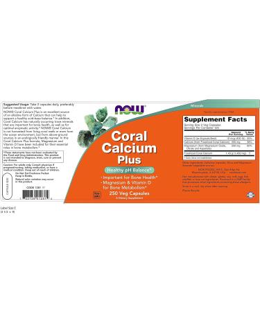 Now Foods Coral Calcium Plus 250 Vcaps - Support Bone Health and pH Balance - Buy Online on GoSupps.com