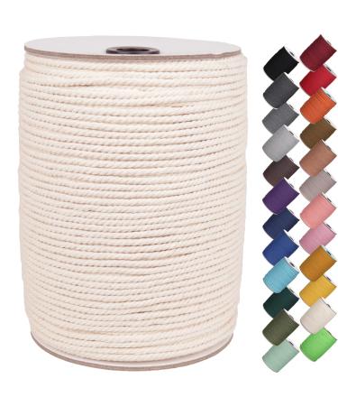XKDOUS Macrame Cord 3mm x 220Yards  Natural Cotton Macrame Rope  Cotton Cord for Wall Hanging  Plant Hangers  Crafts  Knitting  Decorative Projects  Soft Undyed Cotton Rope Natural Color 3mm x 220yards