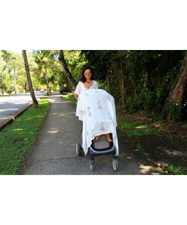 XL Unisex Bamboo Baby Muslin Swaddle Blanket 47x47in - Lightweight & Super Soft Wrap for Newborns - Elephants Print - Buy Online on GoSupps.com