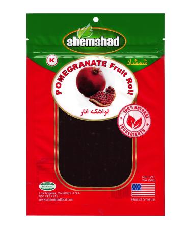 Shemshad Lavashak Pomegranate Authentic Persian Style Fruit Leather Sour and Salty Fruit Layer Made in USA Certified Kosher 2oz Pomegranate 2 Ounce (Pack of 1)