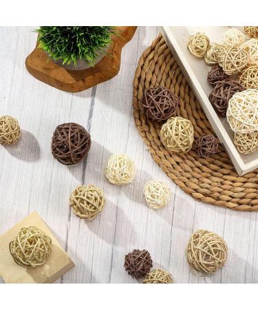Wicker Rattan Balls Decorative Orbs for Centerpiece Vase Fillers - 36 Pcs in 4 Sizes (White, Wood Color, Light Tan, Coffee) - Ideal for Spring, Summer Craft, Wedding, Party Decor - Buy Online on GoSupps.com