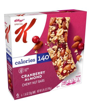 Kellogg's Special K Chewy Breakfast Bars, Gluten-Free Snacks, 140 Calories Per Bar, Cranberry Almond, 6.96oz Box (6 Bars) Cranberry Almond 6 Count (Pack of 1)