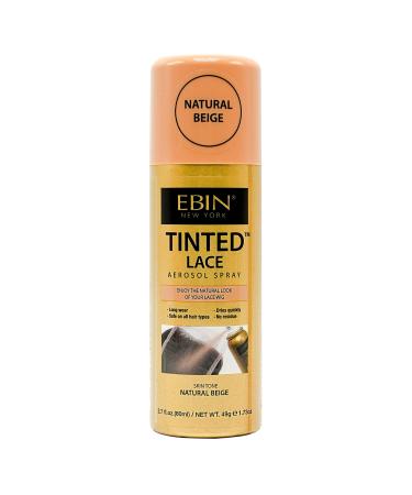 EBIN NEW YORK Tinted Lace Aerosol Spray - Natural Beige 2.7oz/ 80ml  Quick dry  Water Resistant  No Residue  Water Resistant  Even Spray  Matching Skin Tone  Natural Look 2.7 Fl Oz (Pack of 1) Natural Beige