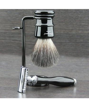 Classic DE Safety Razor & Synthetic Hair Brush Gift Set | Free Blades Included | International Shipping Available - Buy Online on GoSupps.com