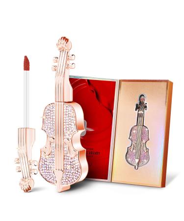 Gireatick Long Lasting Matte lipstick in Velvety Red  Unique Violin Appearance Design  Waterproof Durable Mist Liquid Lipstick with Gift Box
