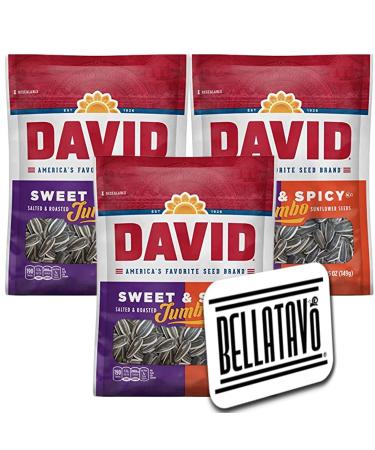 Satisfy Your Cravings with Sweet and Spicy Sunflower Seeds Bundle - 3 Bags of David Jumbo Seeds + BELLATAVO Fridge Magnet! No Artificial Flavors - Buy Online on GoSupps.com