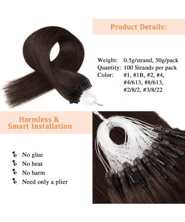 Buy Micro Loop Hair Extensions - Halo Human Hair 0.5g/50g Pack Silky Smooth Pre-Bound 18 Inch #2 - International Shipping Available - Buy Online on GoSupps.com