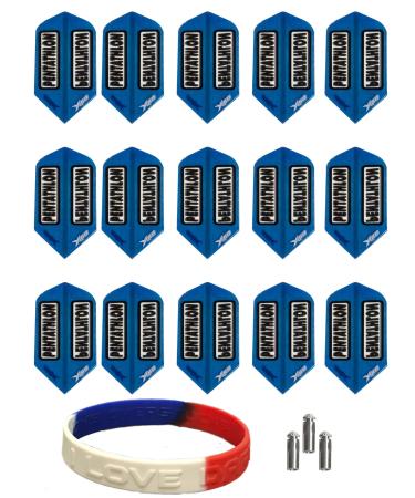 Pentathlon 5 Sets of 3 X180 Super Thick Slim Size Dart Flights 180 Micron Thick Pick Color Plus Flight Protectors & Bracelet Blue