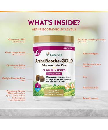NaturVet ArthriSoothe-GOLD Advanced Care Level 3 - 180 Soft Chews for Joint Support (15.2 oz) - Buy Online on GoSupps.com