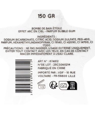 French Tendance Foaming Bath Bomb - Rainbow Star Effect - Relaxing - Aromatherapy - Gift for Women and Children - Bubble Gum Scent - 50g - Buy Online on GoSupps.com