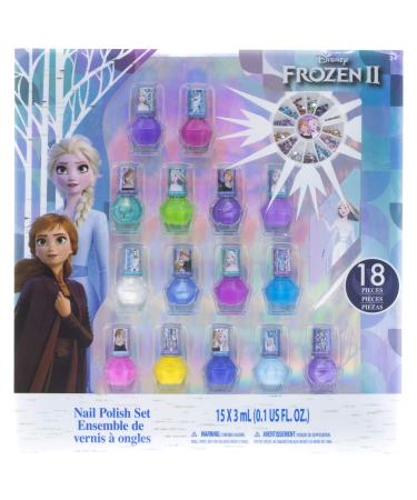 Townley Girl Disney Frozen 2 Non-Toxic Peel-Off Nail Polish Set with Glittery and Opaque Colors with Nail Gems for Girls Kids Ages 3+  Perfect for Parties  Sleepovers and Makeovers  18 Pcs