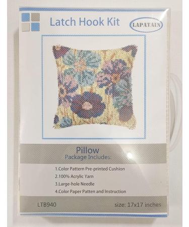 LAPATAIN Purple Flowers Latch Hook Kit - DIY Throw Pillow Cover 17x17inch - Buy Online on GoSupps.com