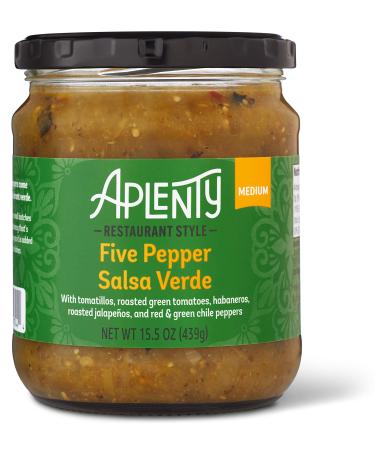 Amazon Brand - Aplenty, Five Pepper Salsa Verde - Medium, 15.5 oz