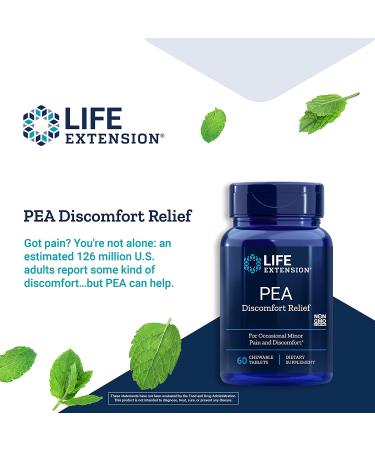 Life Extension PEA Discomfort Relief - 60 Chewable Tablets | Natural Pain Relief - Buy Online on GoSupps.com