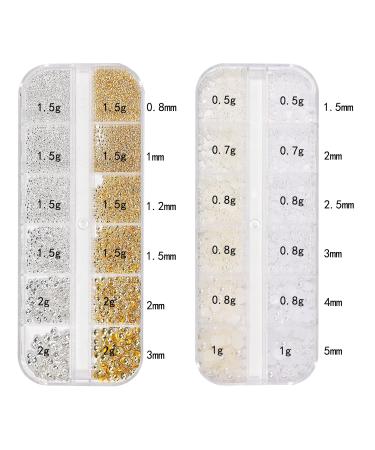 Nail Art Pearls: Gold, Silver, and White Flatback Gems for Stunning Nail Decorations - Half Round Nail Charms, Rhinestones, and Mixed Supplies - Buy Online on GoSupps.com