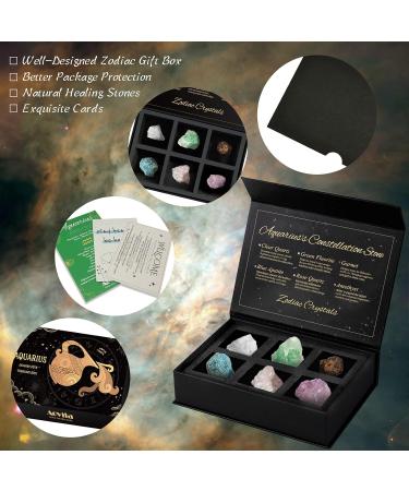 Aovila Aquarius Crystals Set | Zodiac Gift & Birth Stones with Horoscope Box | Healing Astrology Crystals - Buy Online on GoSupps.com
