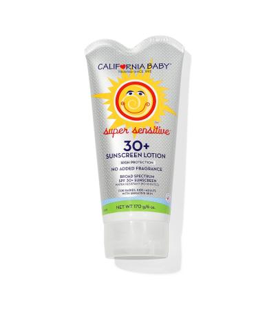 California Baby Super Sensitive SPF 30+ Sunscreen | Broad Spectrum | Titanium Dioxide | Hypoallergenic Unscented Mineral Sunscreen | 170 grams / 6 oz.