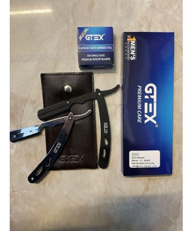 GTEX Razor Men Set - 2 Premium Razors (Yellow & Black) + 100 Blades & Leather Bag - Ultimate Shaving Experience - Buy Online on GoSupps.com