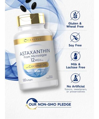 Buy Carlyle Astaxanthin 12mg Softgels - 120 Count | Non-GMO Gluten Free Microalgae Supplement with Coconut Oil | International Shipping Available - Buy Online on GoSupps.com
