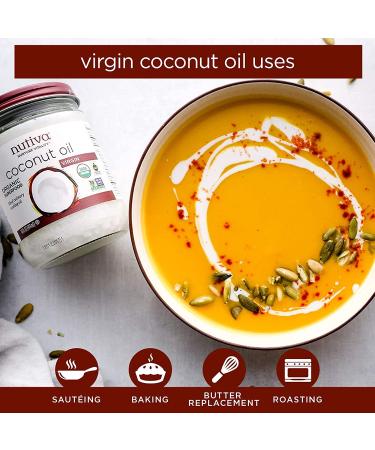 Nutiva Organic Cold-Pressed Virgin Coconut Oil 12 Fl Oz - USDA Organic, Non-GMO, Vegan, Keto, Whole 30 Approved - Buy Online on GoSupps.com