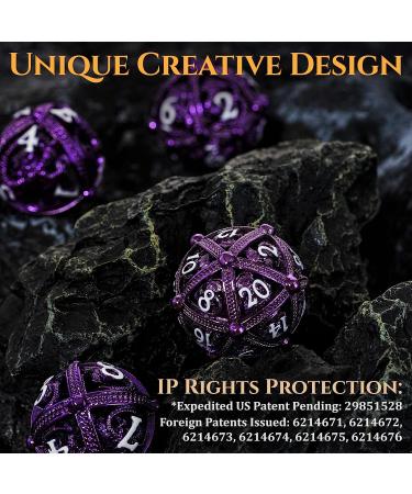 Metal DND Dice Set - Unique Round Hollow Orb Design - Purple Dragon Metal Dice for RPG - Stunning Dungeons and Dragons Set - Buy Online on GoSupps.com