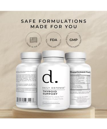 Daily Defense Thyroid Supplement - Magnesium Iodine Ashwagandha Vitamin B12 & Zinc for Thyroid Support for Men & Women - Vegan Dietary Supplements for Women & Men 60 Capsules - Buy Online on GoSupps.com