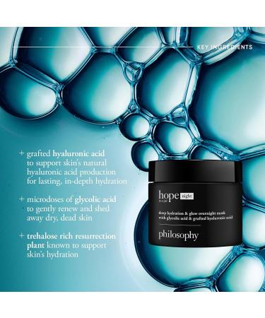 philosophy hope in a jar deep hydration & glow overnight face mask - with glycolic & hyaluronic acid - renews & restores dry skin for a smooth glowy finish - 2 fl oz. - Buy Online on GoSupps.com
