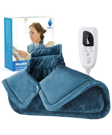 Heating Pad for Neck and Shoulders, 2lb Large Weighted Neck Heating Pad Electric for Neck Shoulder Pain Relief, 6 Heat Settings 4 Auto-Off , Gifts for Women Men Mom Dad, 16"x23" (Blue)