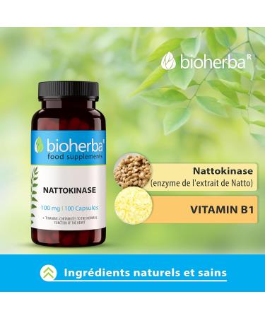 Nattokinase 100 mg 100 G lules | Avec vitamine B1 Enzyme issue du soja ferment par BIOHERBA - Buy Online on GoSupps.com
