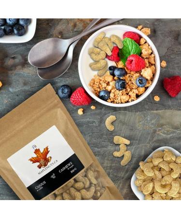 Noix de cajou l' rable et sel de mer - Maplenuts.ca 500 g noix de cajou sirop d' rable 100% pur sel de mer. Noix fra ches et croquantes liste d'ingr dients simples collation nutritive ou ajouter vos recettes desserts yogourt salades servir avec des fromag - Buy Online on GoSupps.com