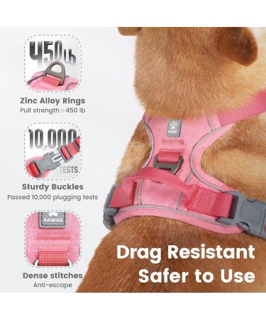 Pawaii Dog Harness for Small Dogs - Pink Adjustable Padded Reflective & Breathable with Handle - Anti-Drawing Design (Size S: 43cm-55cm) - Buy Online on GoSupps.com