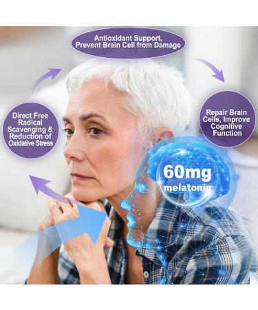 Antioxidant & Brain Support Melatonin 60mg 30mg for 50+ Adults | High Dose Melatonin for Anti-Aging & Immune | Extra Strength Melatonin Gummies with B6 Ashwagandha Magnesium MSM - 60 Gummies 60 Count (Pack of 1) - Buy Online on GoSupps.com