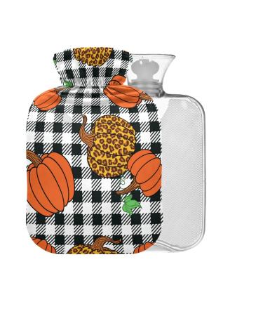 Leopard pumpkin BPA-free hot water bottle with cover 2 l large hot water bag for pain relief back pain hot and cold therapy 2L
